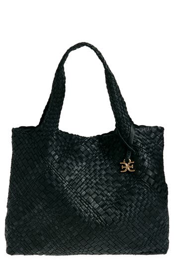 Sam Edelman Large Priya Woven Leather Tote In Black