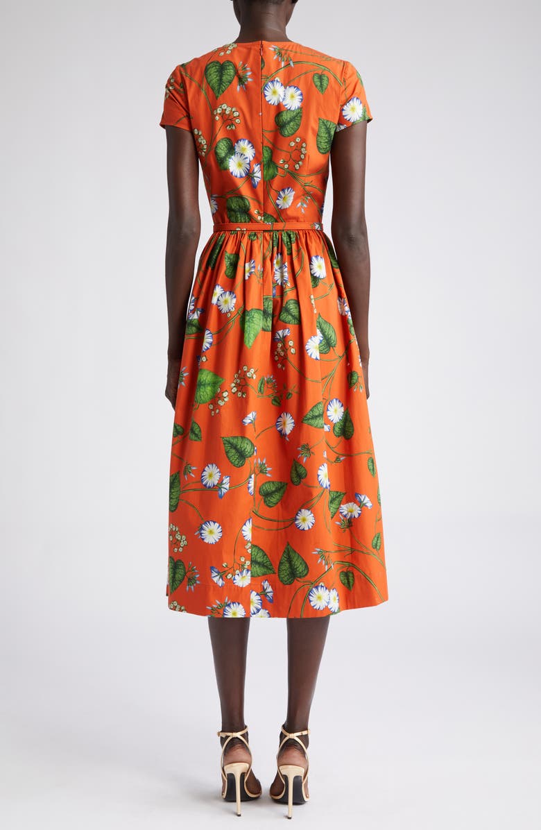 Oscar de la Renta Morning Glory Stretch Poplin Midi Dress, Alternate, color, 