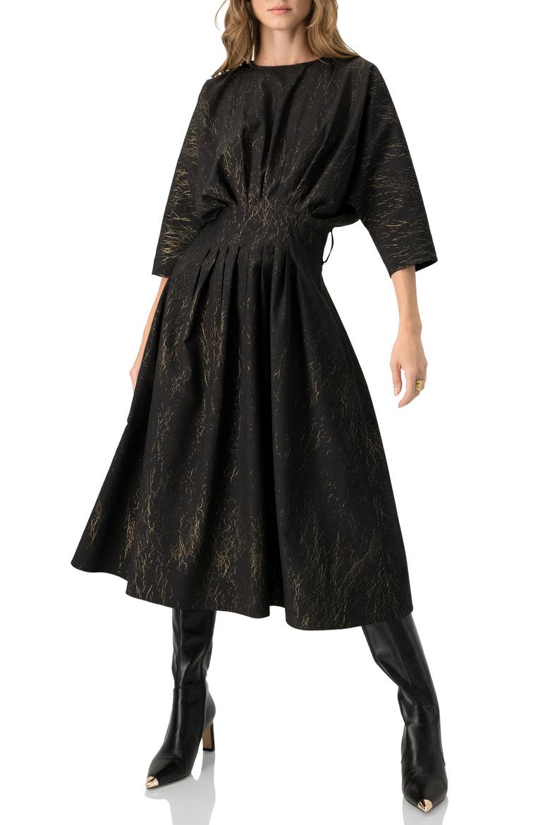 Midi Dress with Belt, Alternate, color, Black