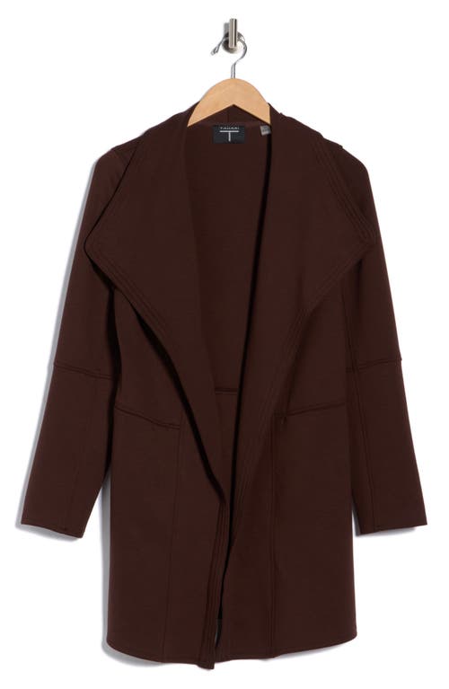 T Tahari Drape Front Scuba Knit Jacket In Brown