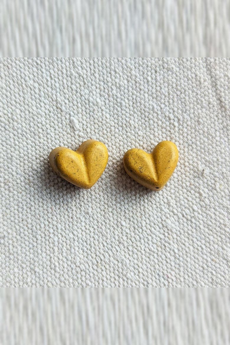 Chunky Heart Earrings, Main, color, Marigold Terrazzo