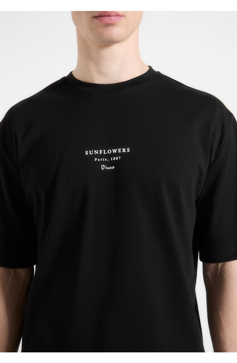 Manière De Voir Sunflowers Van Gogh Cotton T-Shirt, Alternate, color, Black