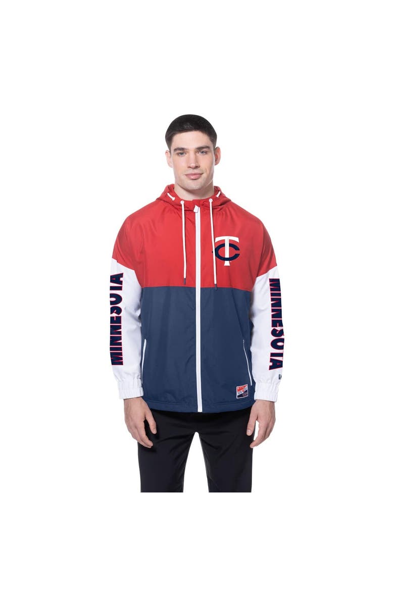 Men's New Era  Navy/Red Minnesota Twins Color Block Full-Zip Hoodie Windbreaker, Alternate, color, Navy