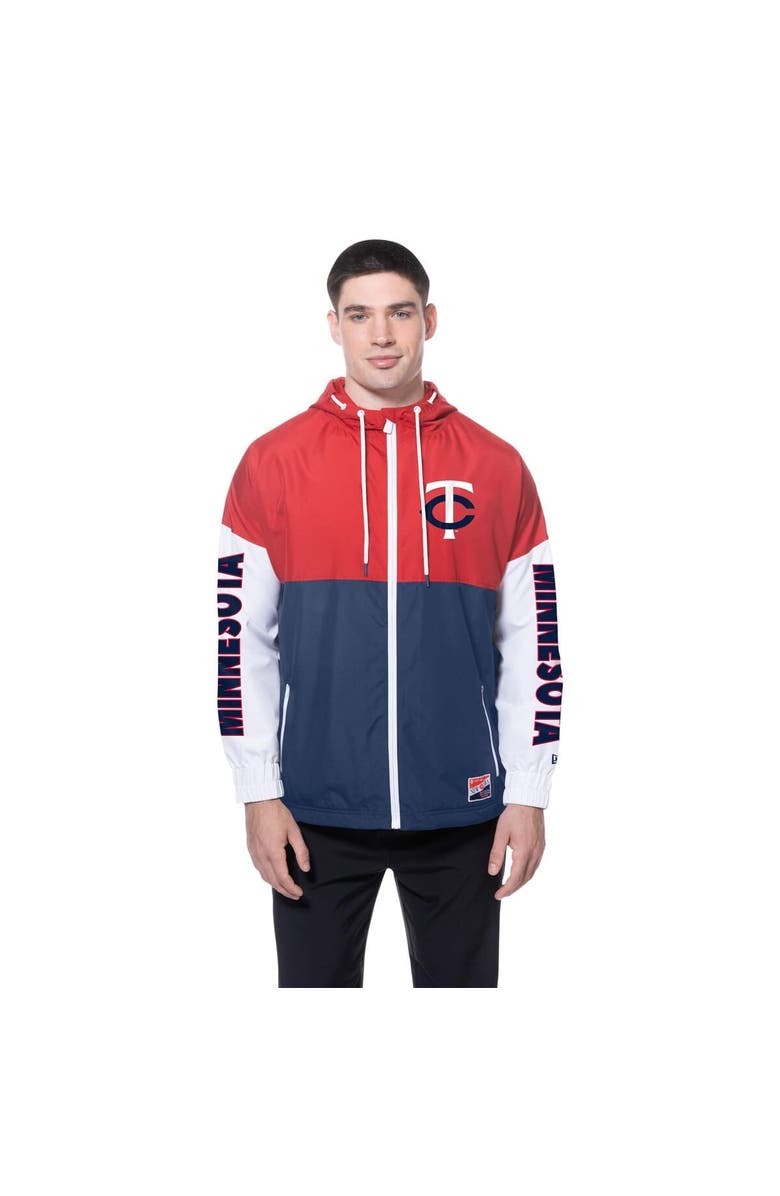 New Era Men
s New Era  Navy/Red Minnesota Twins Color Block Full-Zip Hoodie Windbreaker, Alternate, color, Navy