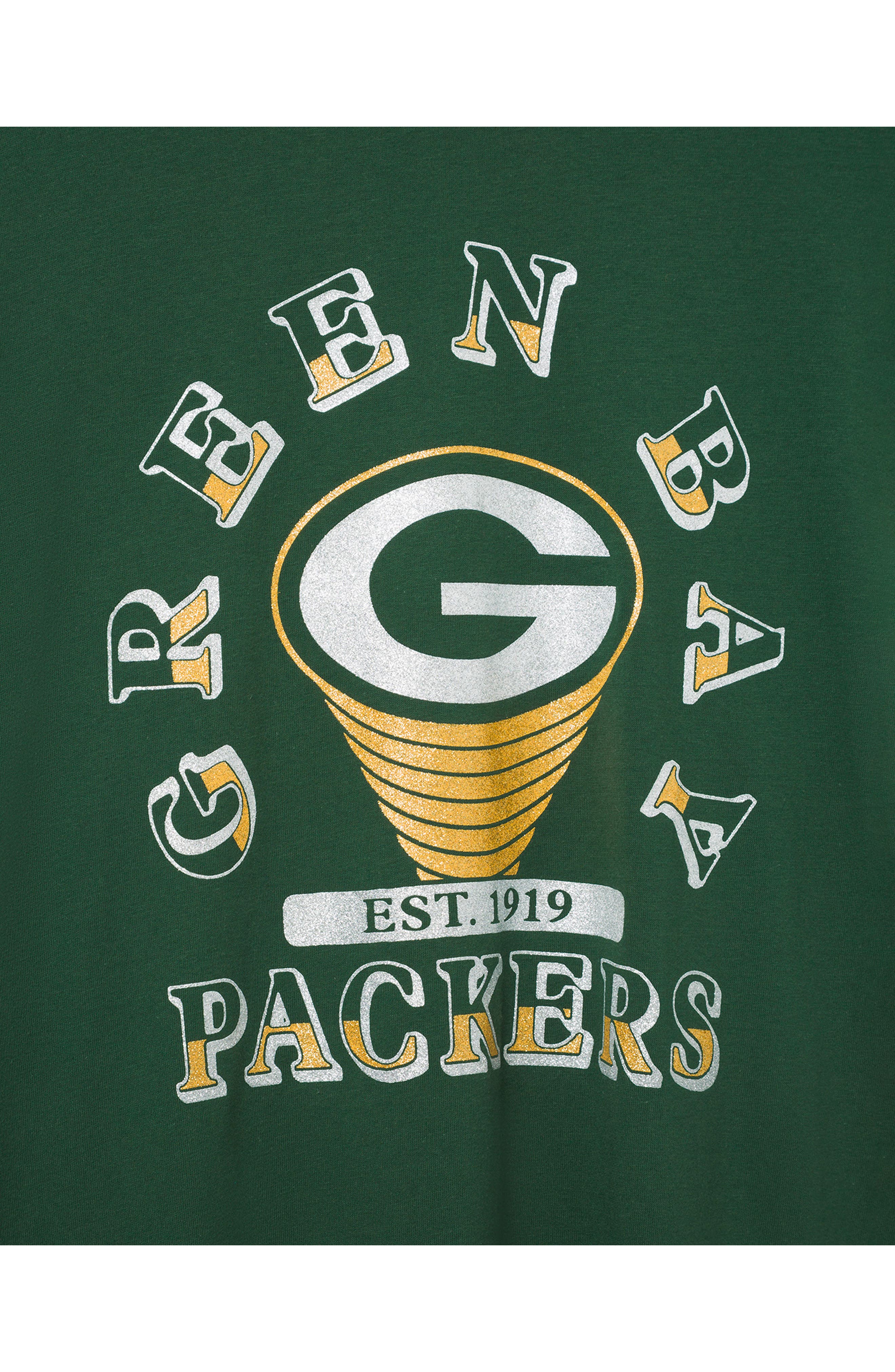 Junk Food Green Bay Packers Glitter Graphic Ringer T-shirt (Women ...