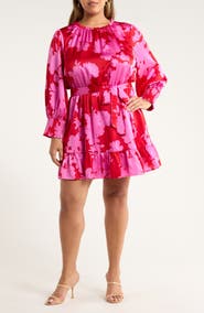 SUGARLIPS Burning Love Floral Print Long Sleeve Minidress