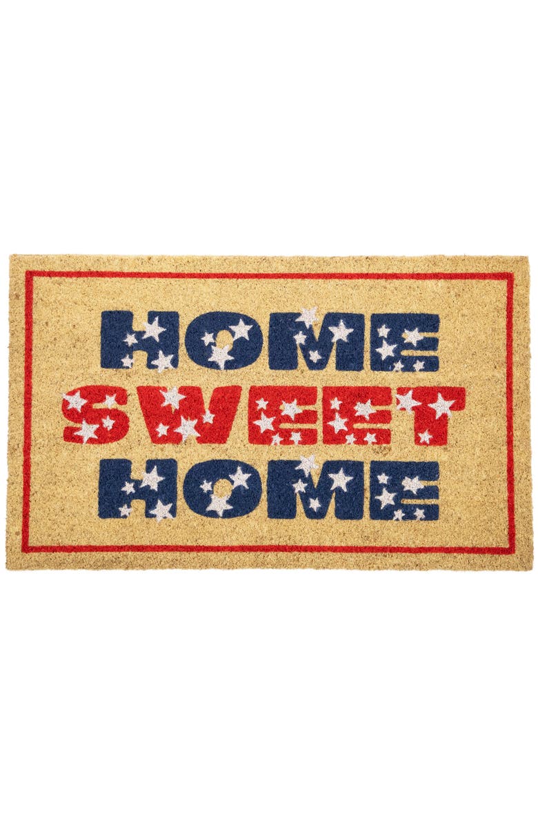 Northlight Red and Blue Americana Home Sweet Home Coir Outdoor Doormat 18" x 30", Main, color, Red