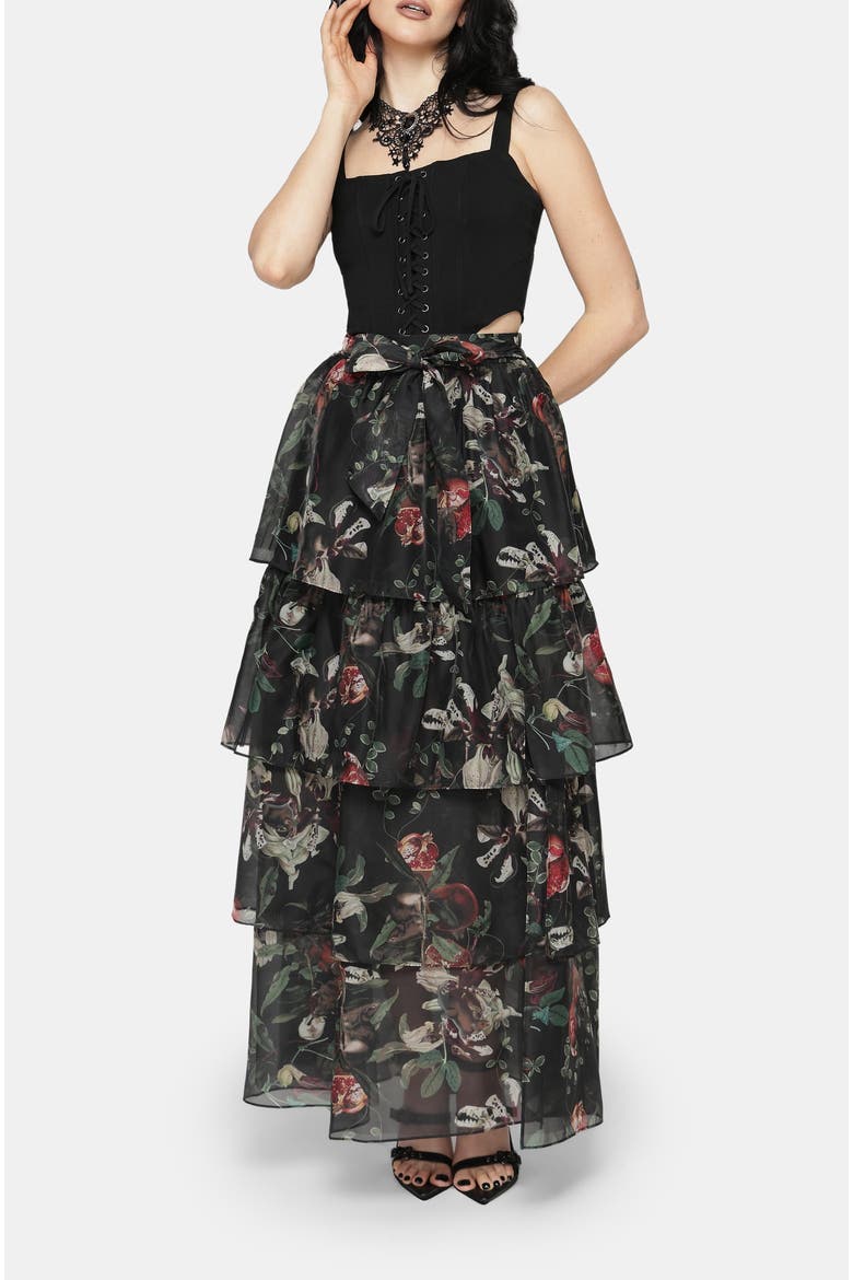 Anara Tiered Skirt, Alternate, color, Black