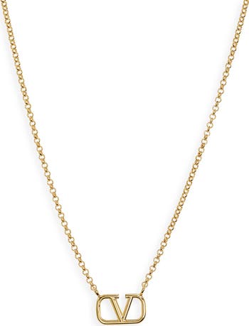 【関税&送料込】Valentino Garavani Gold l Vlogo Necklace Valentino Garavani VLogo Oval Metal Necklace | Neiman Marcus