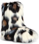 AZALEA WANG Albert Leopard Print Faux Fur Bootie