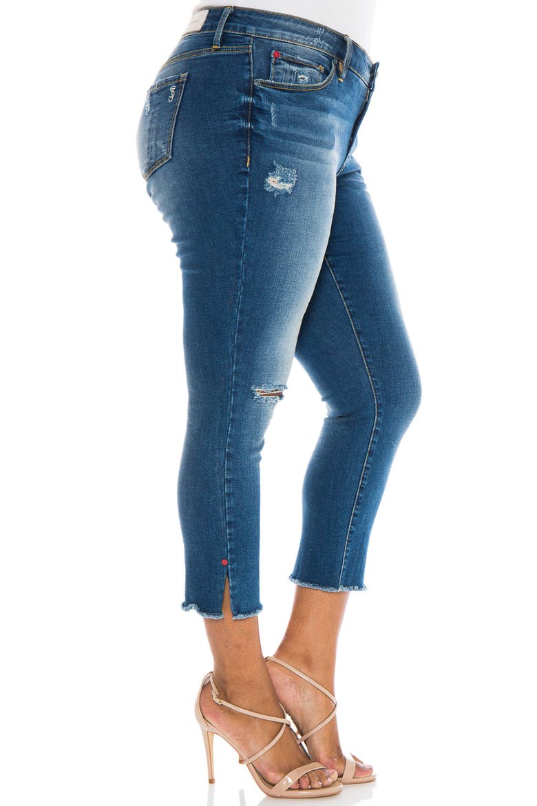 Frayed Crop Skinny Jeans, Alternate, color, CARALYN