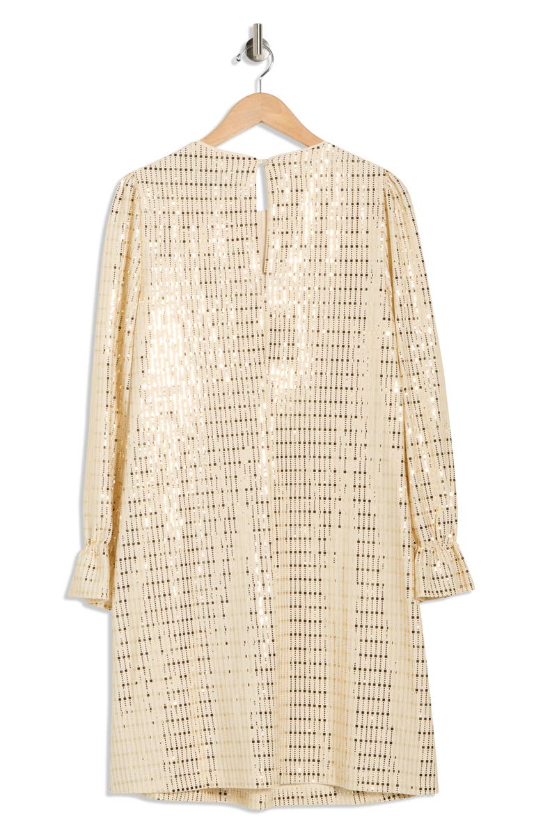 Julia Jordan Metallic Long Sleeve Shift Dress, Alternate, color, Gold