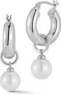GLAZE JEWELRY Faux Pearl Drop Huggie Hoop Earrings