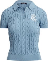 Lauren Ralph Lauren Natrissa Cable Knit Cotton Polo Sweater