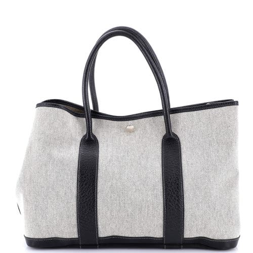 Pre-owned Hermes  Hermes Garden Party Tote Toile And Leather 36 In Black