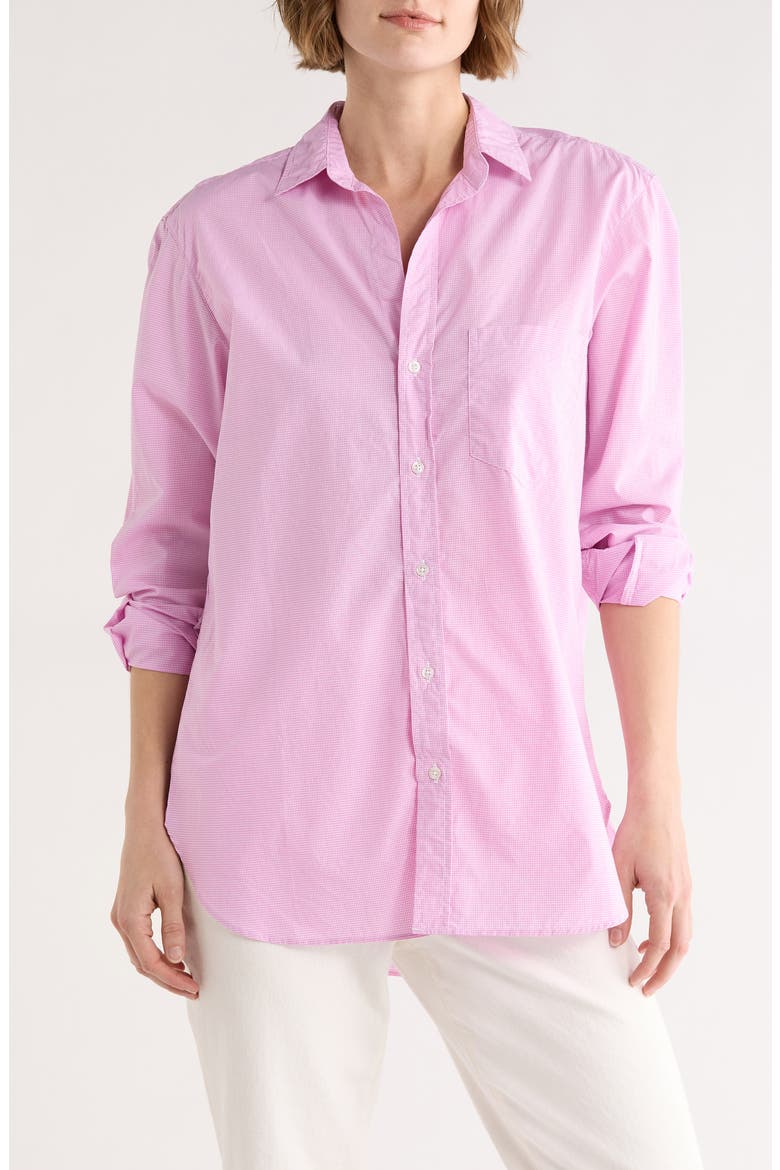 Relaxed Fit Cotton Button-Up Shirt, Main, color, HOT PINK PLAID