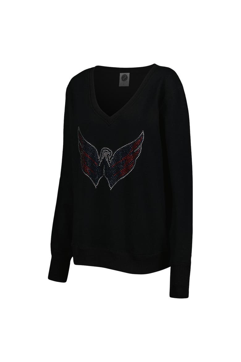 Women's Cuce Black Washington Capitals Rhinestone V-Neck Pullover Sweatshirt, Alternate, color, Black