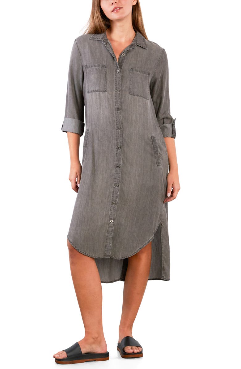 Wash Lab Denim Chill Out Shirtdress, Alternate, color, Grey Puff