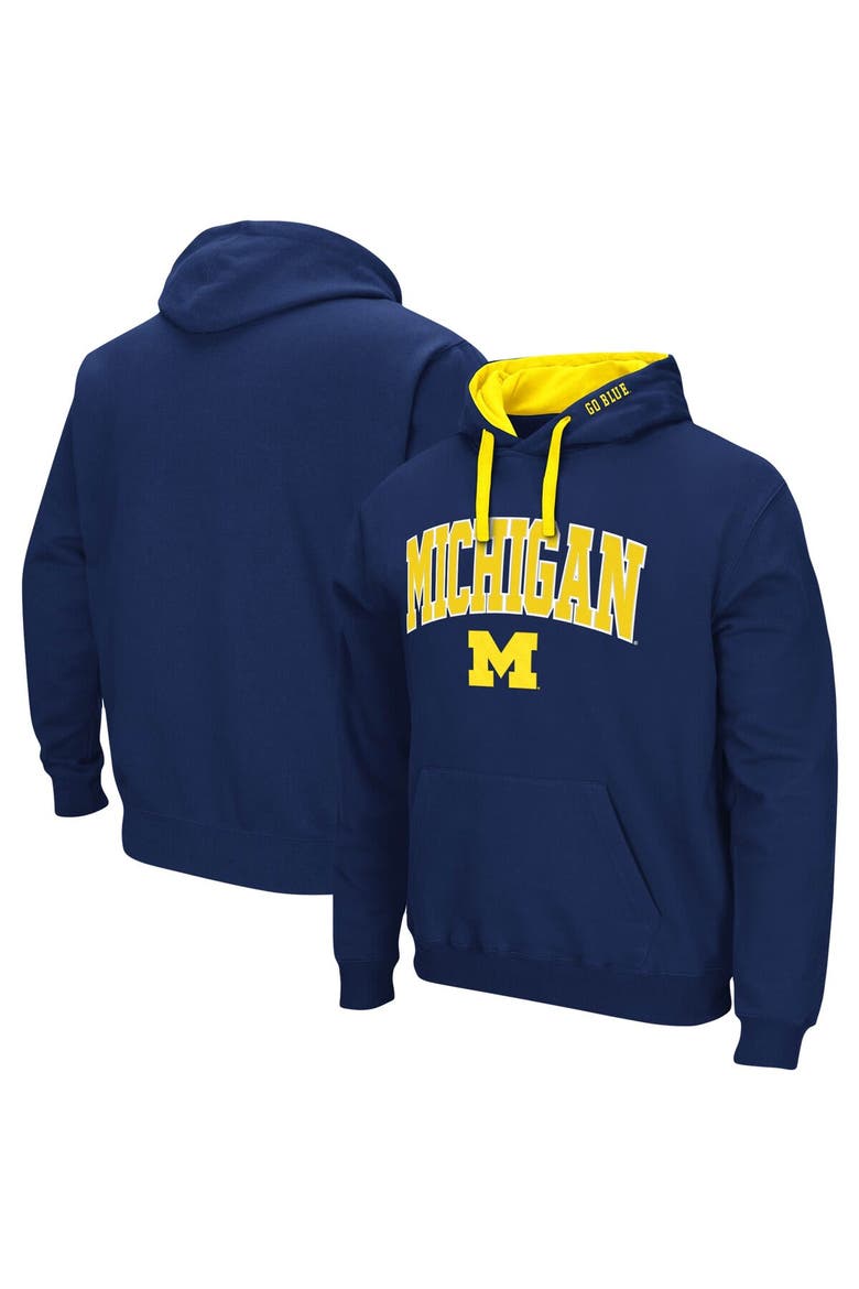 Men's Colosseum Navy Michigan Wolverines Big & Tall Arch & Logo 2.0 Pullover Hoodie, Alternate, color, Navy
