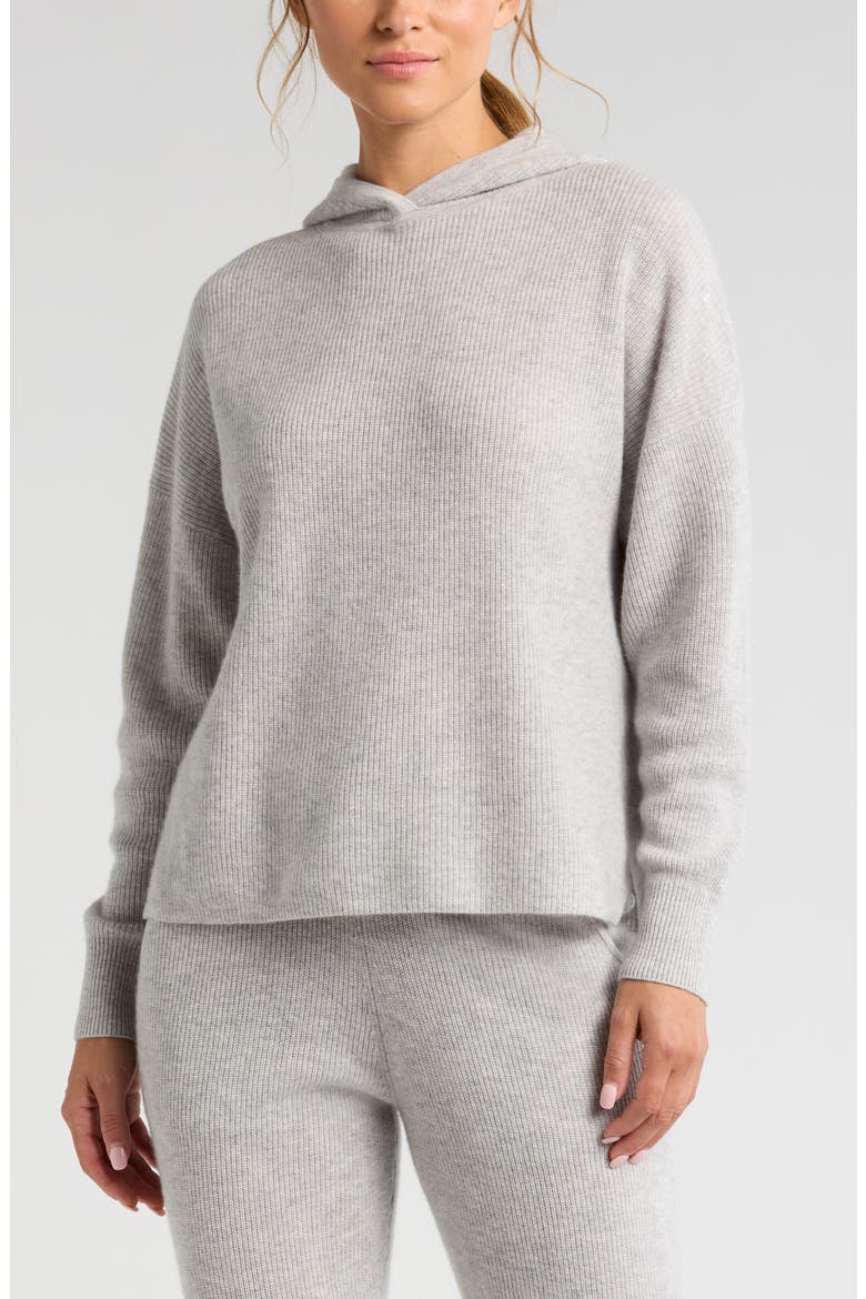 Wool & Cashmere Rib Hoodie, Main, color, GREY LIGHT HEATHER