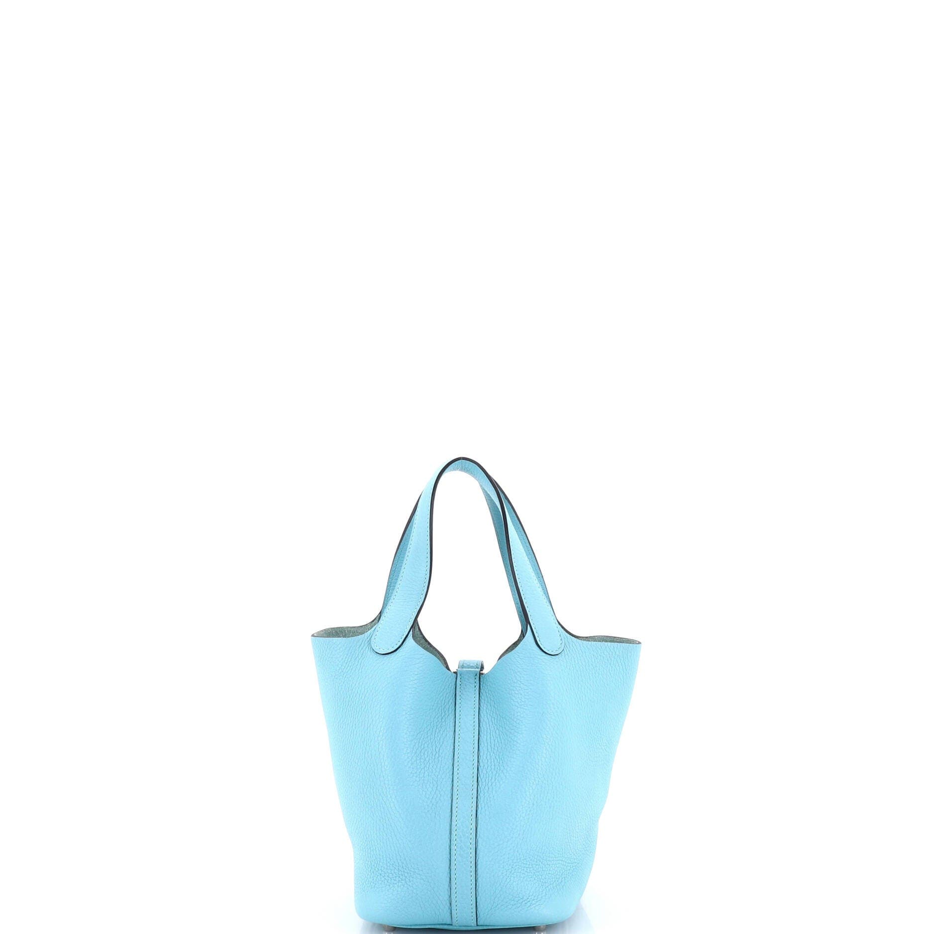 Pre-Owned Hermes Picotin Lock Bag Clemence PM, Alternate, color, Bleu Atoll