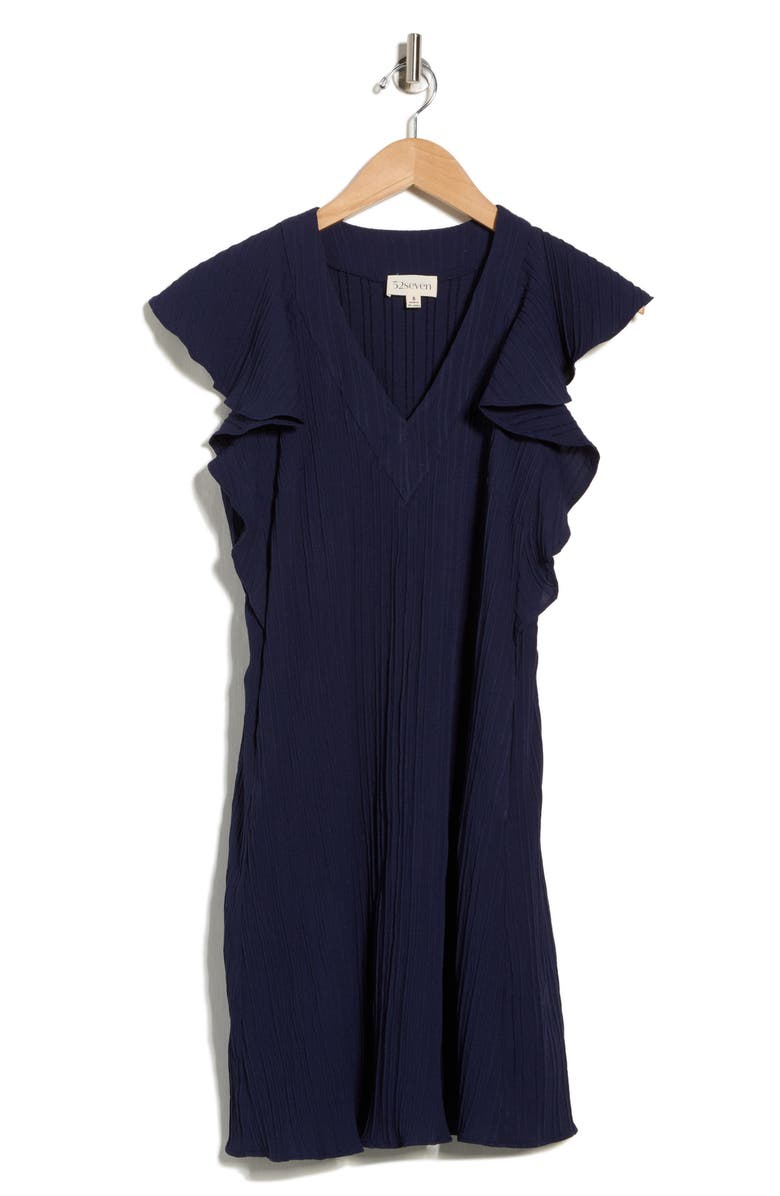 SANDRA DARREN V-Neck A-Line Dress, Alternate, color, Navy
