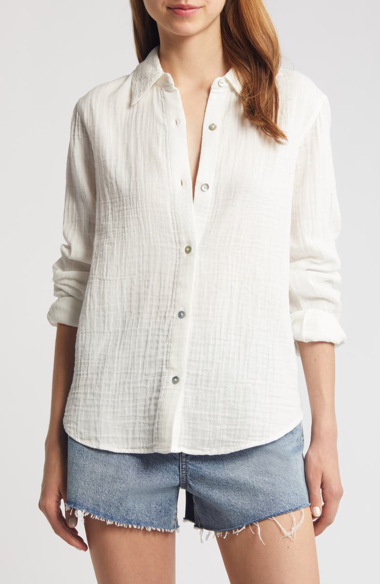 Faherty Dream Organic Cotton Gauze Button-Up Shirt, Main, color, 