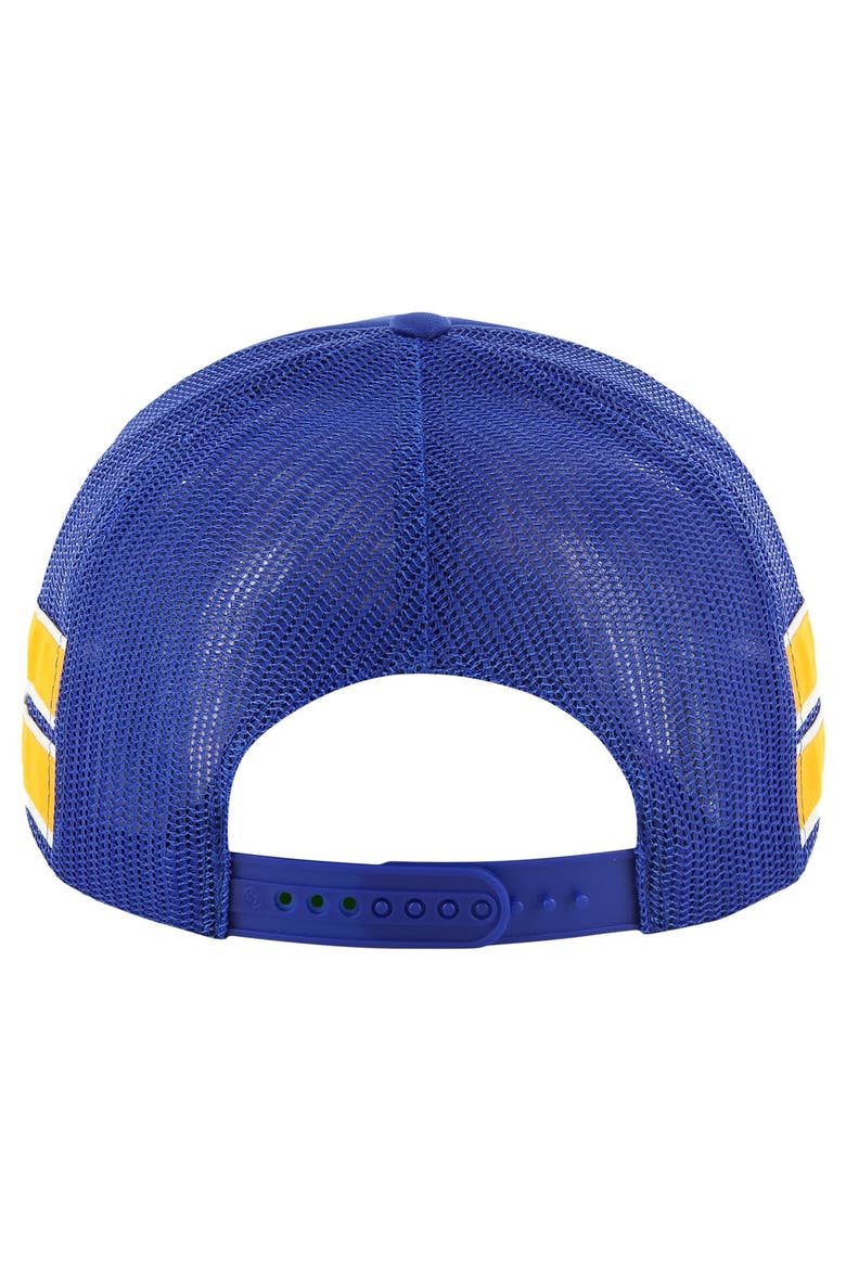 Men's '47 Blue St. Louis Blues Sideband Stripes Trucker Snapback Hat, Alternate, color, Blue