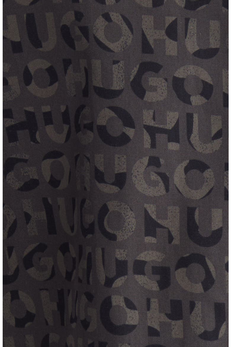 Egeeno Oversize Camo Logo Camp Shirt, Alternate, color, BLACK