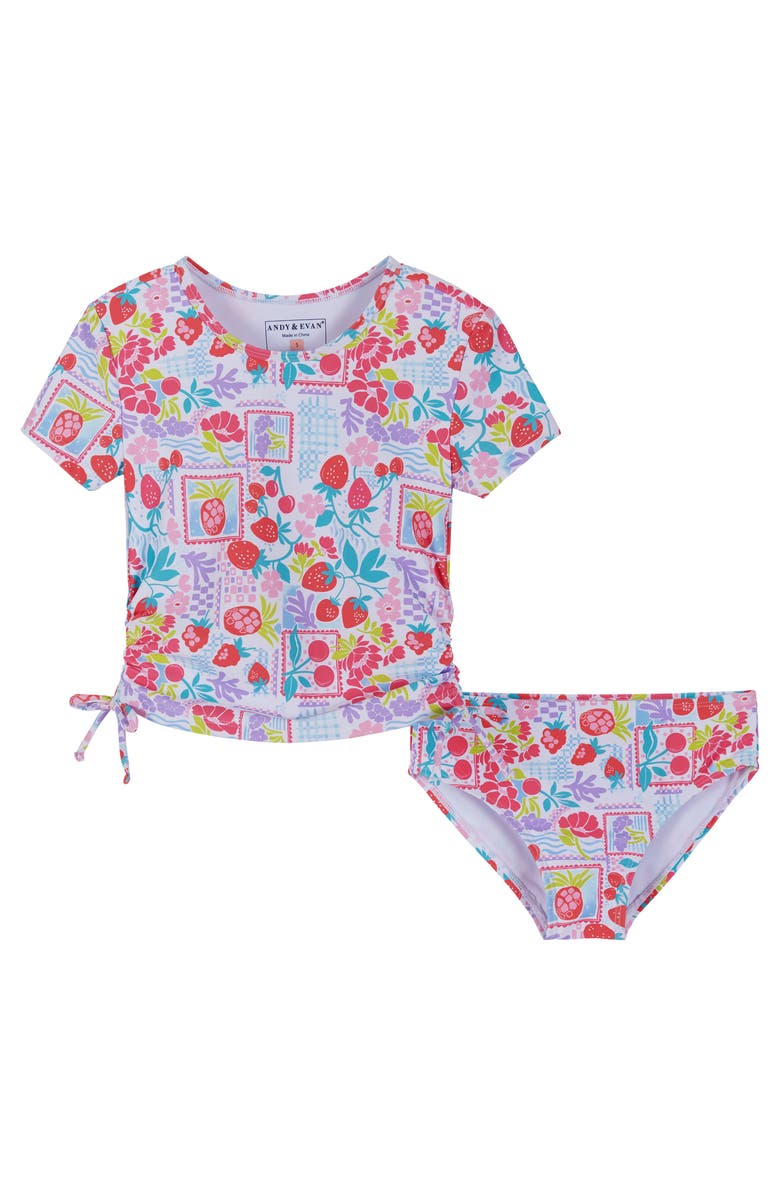 Andy & Evan Kids' Fruit Print Two-Piece Rashguard Swimsuit, Main, color, Fruit Print