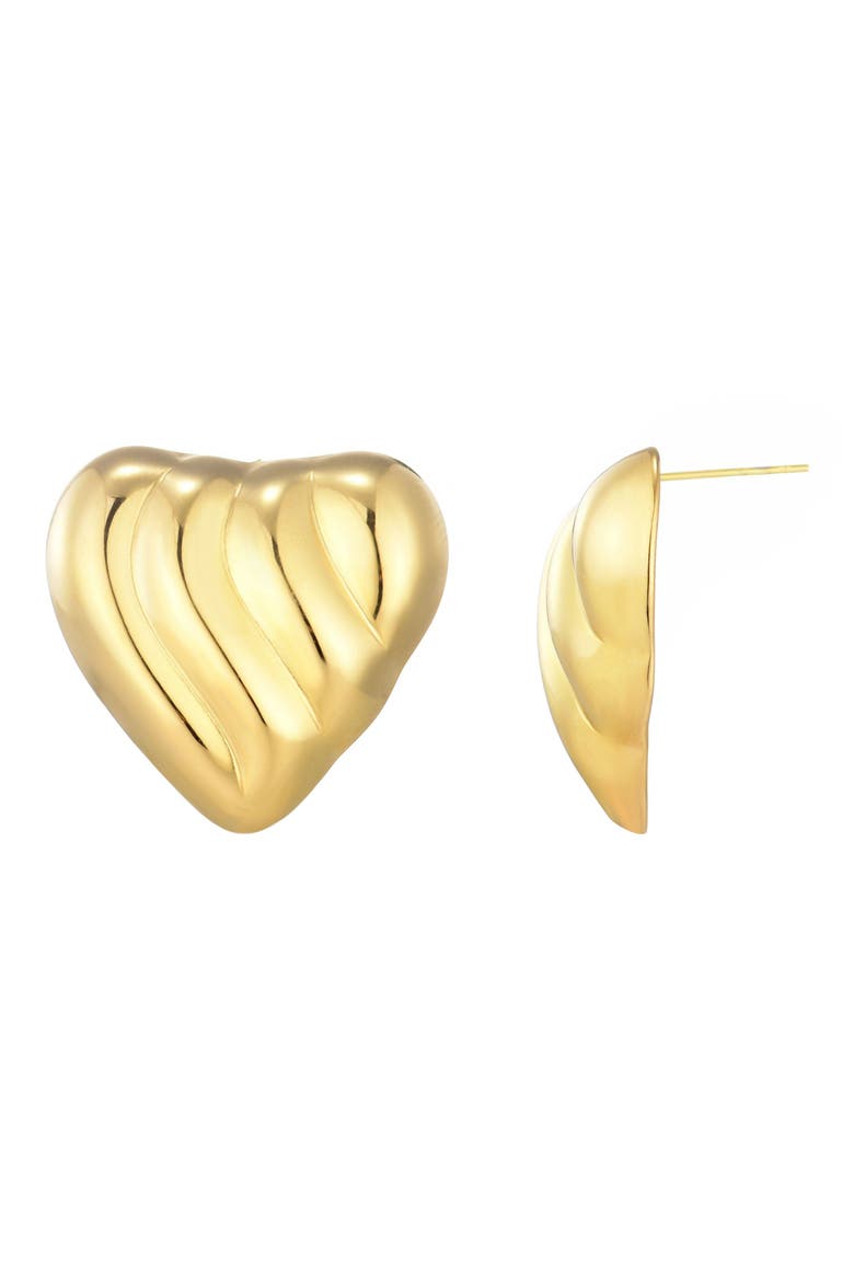 Heart Statement Stud Earrings, Alternate, color, GOLD