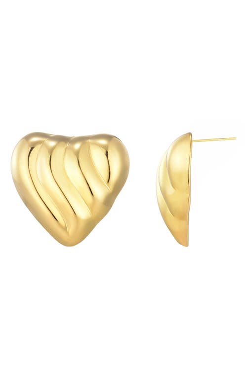 Adornia Stainless Steel Heart Statement Stud Earrings In Gold