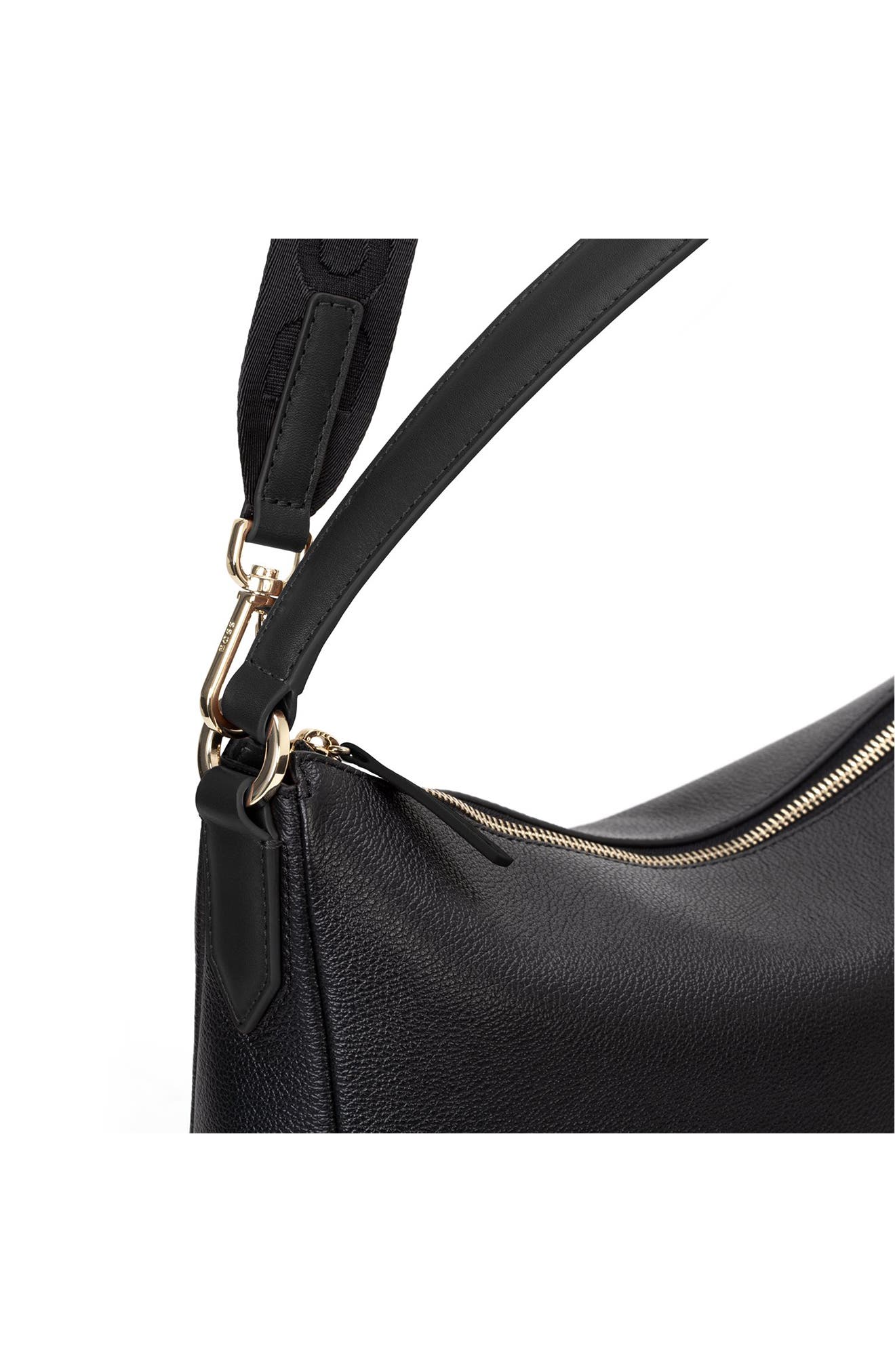 BOSS Medium Alyce Leather Hobo Bag, Alternate, color, 