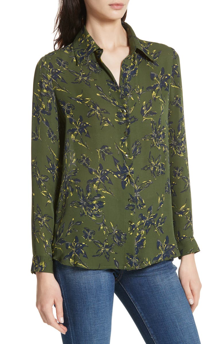 L'AGENCE Nina Print Silk Blouse, Alternate, color,