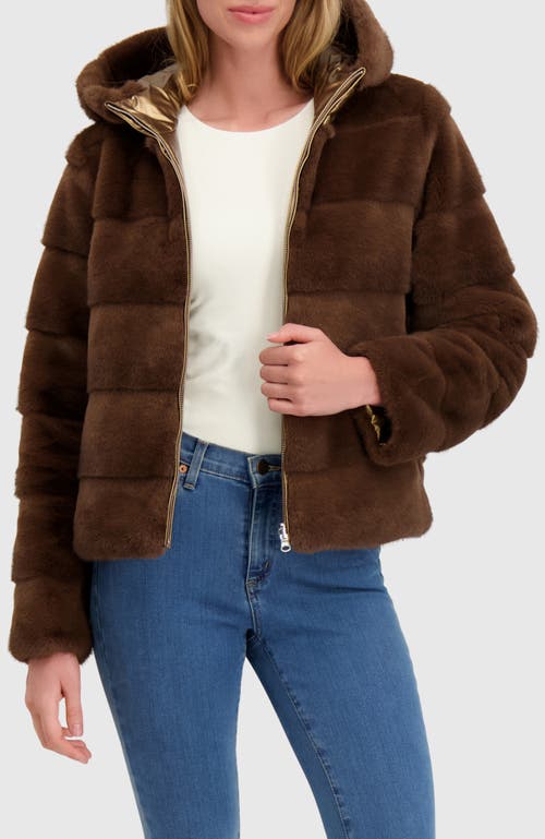 Lyla Grant Fur-free Mink (faux Fur) Reversible Parka In Brown