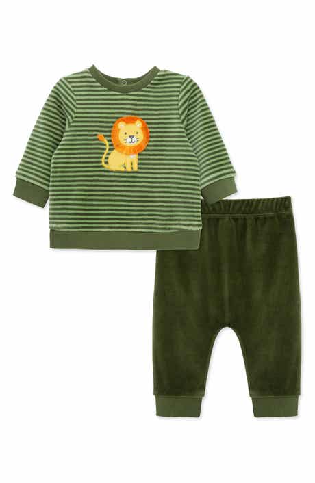 Little Me Velour Dino Sweatshirt & Joggers Set