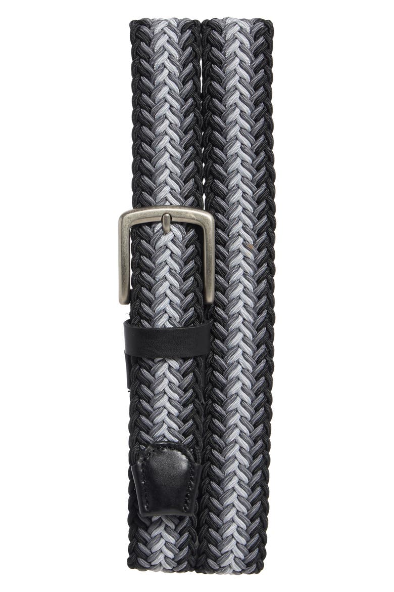 Herringbone Webbed Belt, Main, color, BLACK
