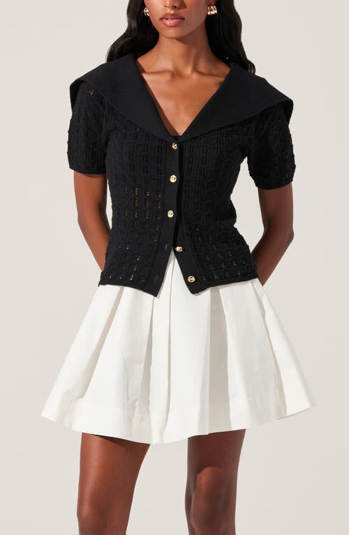 Astr The Label Analissa Short Sleeve Cardigan In Black