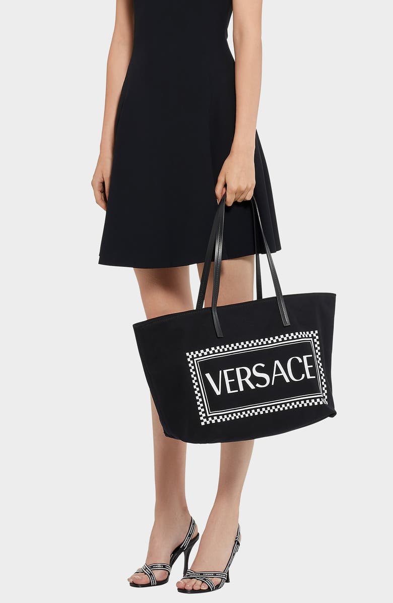 Versace Logo Canvas Tote, Alternate, color,