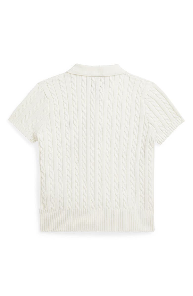 Polo Ralph Lauren Kids' Cable Short Sleeve Cotton Polo Sweater, Alternate, color, White