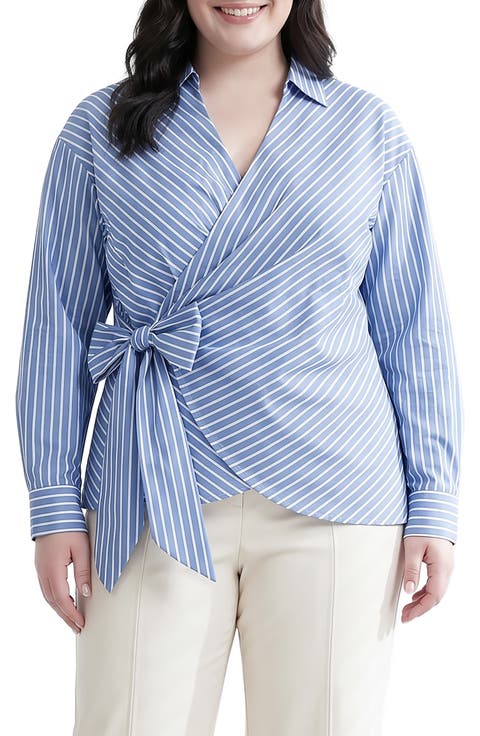 Stripe Wrap Front Shirt