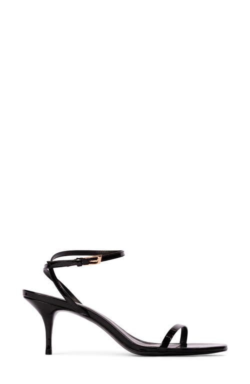 Black Suede Studio Slone Ankle Strap Sandal In Black Patent