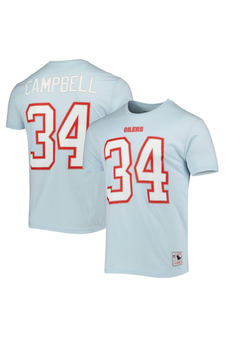 Men's Mitchell & Ness Earl Campbell Light Blue Houston Oilers Retired Player Logo Name & Number T-Shirt, Main, color, Light Blue
