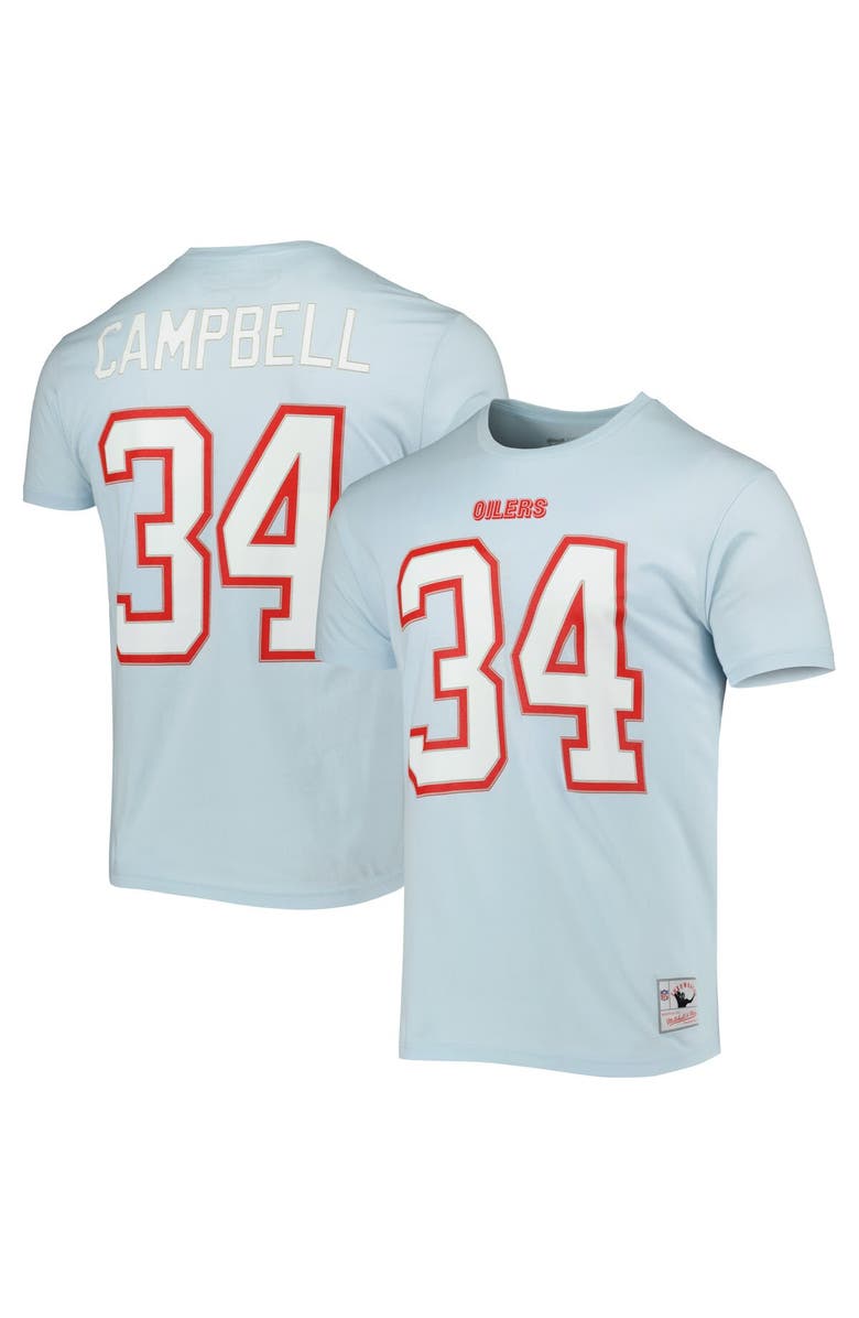 Mitchell & Ness Men's Mitchell & Ness Earl Campbell Light Blue Houston Oilers Retired Player Logo Name & Number T-Shirt, Main, color, Light Blue