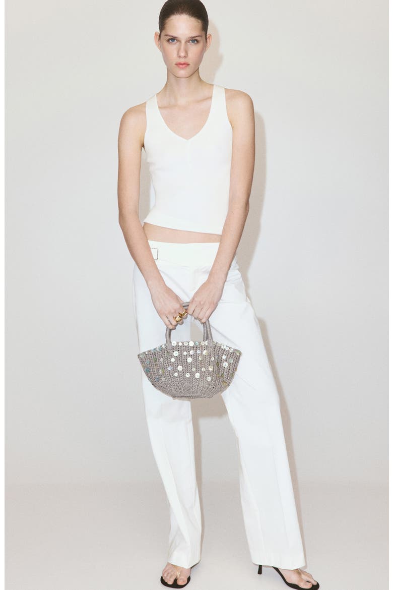 Button Sleeveless Rib Sweater, Alternate, color, ECRU