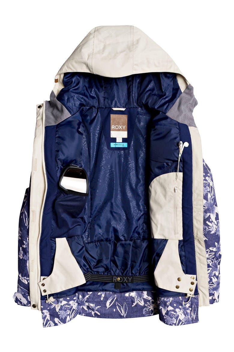 Ceder Snow Jacket, Alternate, color, MID DENIM BLEACHED FLOWERS