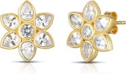 GLAZE JEWELRY 14k Gold Plated Cubic Zirconia Flower Stud Earrings