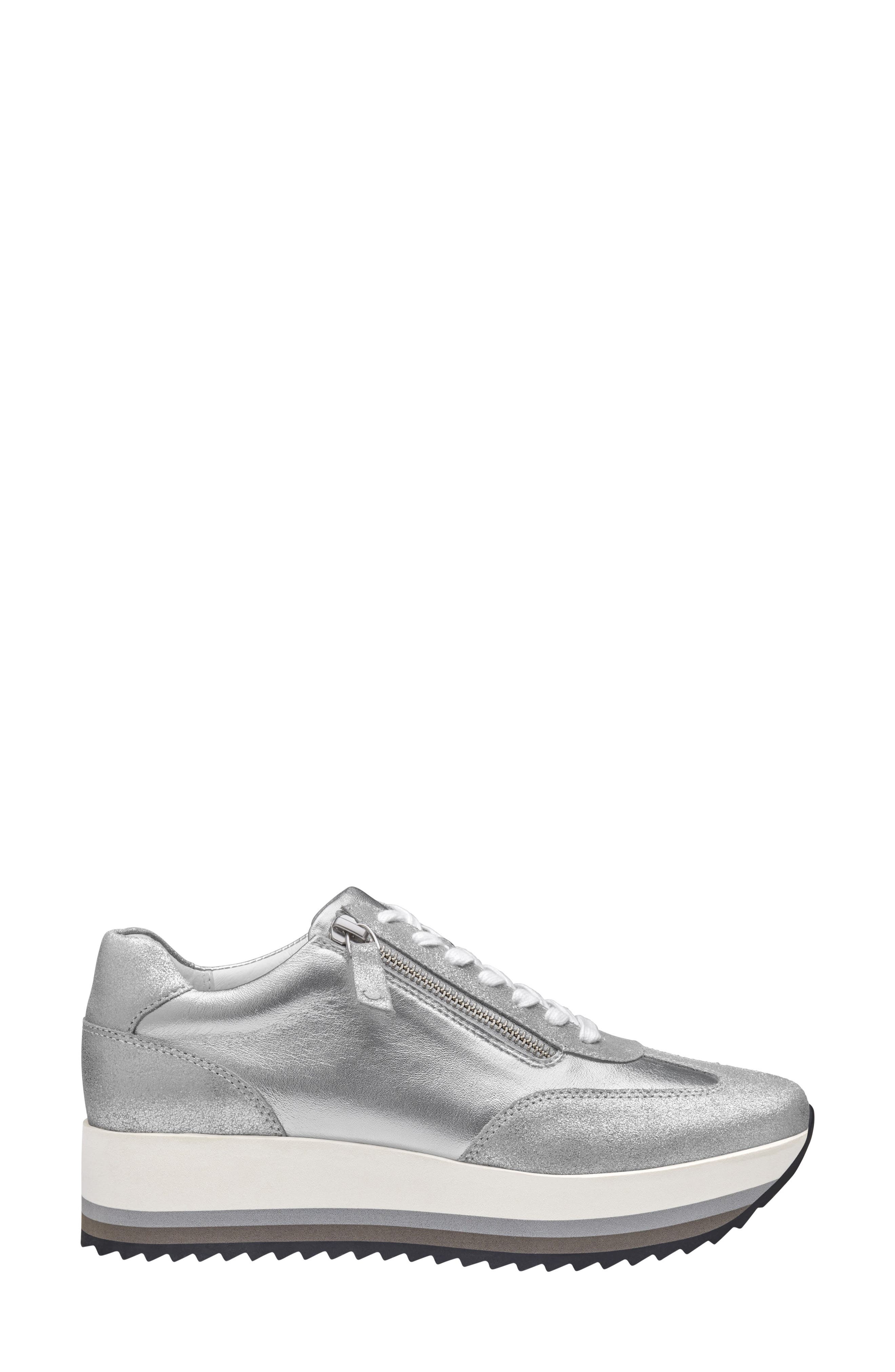 Gracie Side Zip Sneaker, Alternate, color, SILVER METALLIC