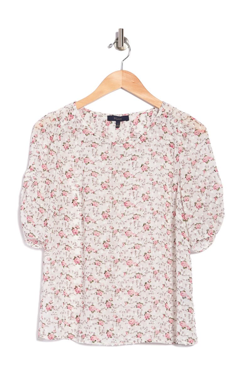 Éclair Floral Shirred Puff Sleeve Top, Alternate, color,