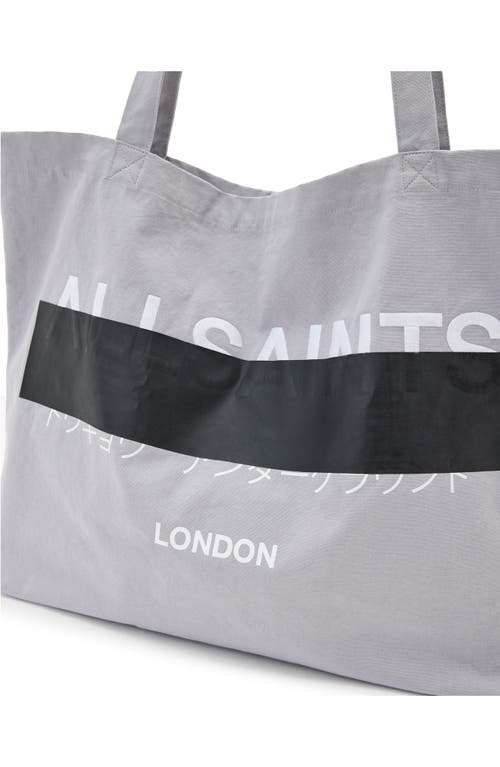 Shop Allsaints Redact Cotton Canvas Tote Bag In Machine Grey